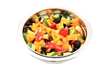 olive tomato cucumber pepper salad