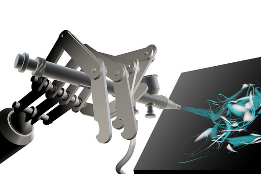Abstracte kunst door robot hand