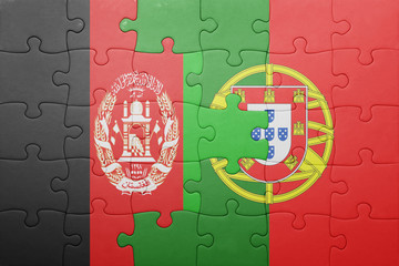 puzzle with the national flag of portugal and afghanistan