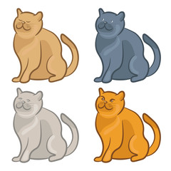 Set of cute cartoon cats. Vector illustration
