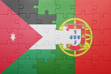 puzzle with the national flag of portugal and jordan