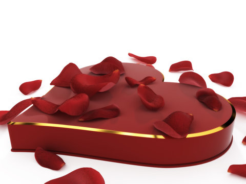 Heart Shaped Box of Chocolated and Rose Petals