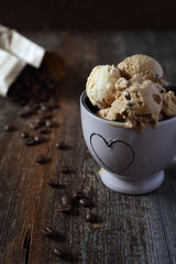 Coffee ice cream and coffee beans