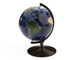 Detailed Globe on Wooden Stand