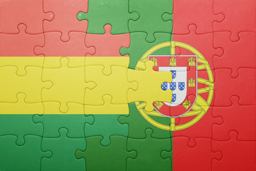 puzzle with the national flag of portugal and bolivia