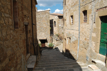 narrow street with stone steps