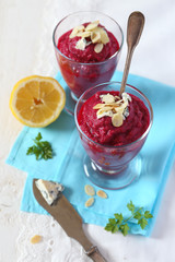 Beetroot mousse and blue cheese