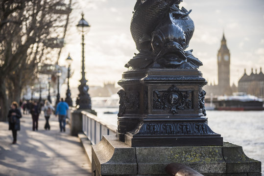Dolphin lamp post, South Bank, London