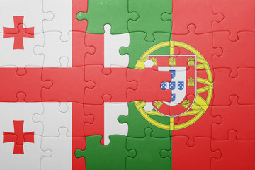 puzzle with the national flag of portugal and georgia
