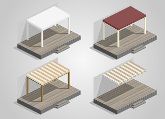 Set of canopies and awnings for the terrace house or cafe