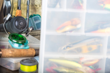 fishing baits in blure storage box