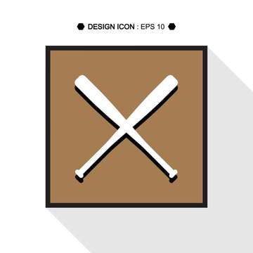 Baseball Crossed Bats icon 5  Vector EPS10, Great for any use.