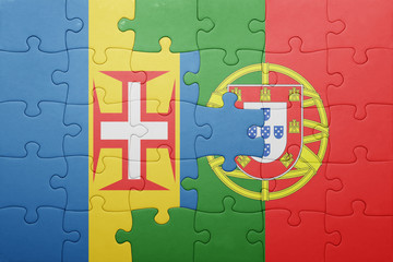 puzzle with the national flag of portugal and madeira