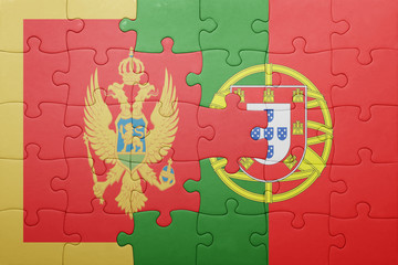 puzzle with the national flag of portugal and montenegro