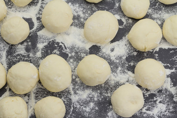 Asian cuisine. Rice dough ( balls ). Bread.