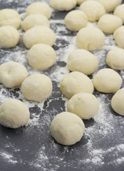 Fototapeta na wymiar Asian cuisine. Rice dough ( balls ). Bread.
