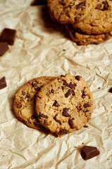 homemade chocolate chip cookies. rustic style