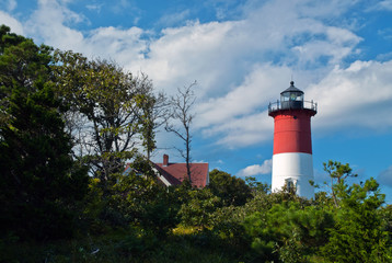 Fototapeta na wymiar Nauset Lighthouse in Summer on Cape Cod
