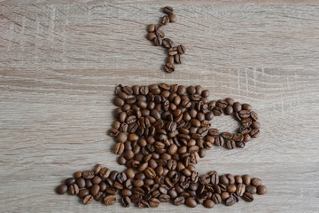 cup of coffee from coffee beans