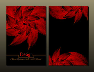 Set of vector design templates.Corporate Identity kit or business kit with artistic, abstract colorful design  for your business. Vector abstract booklet cover. Beauty brochure. Red and black