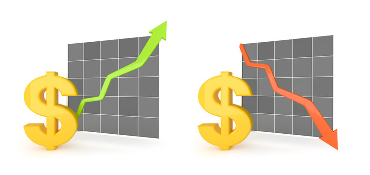 Graph with dollar sign.