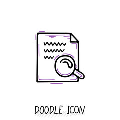 Doodle paper document icon. Pictograph of note. Single pictogram.
