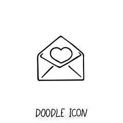 Email doodle icon. Vector pictogram. 