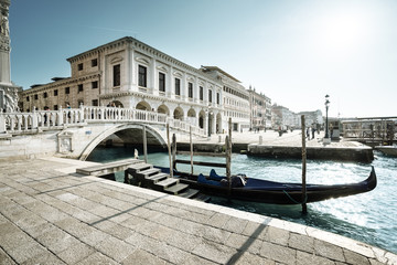 traditional gondola on Canal Grande, San Marco, Venice, Italy