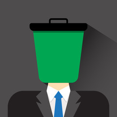 person head bin flat icon vector illustration eps 10