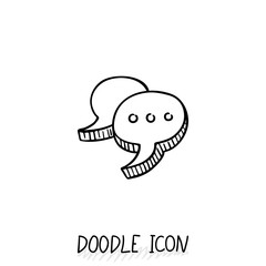 Doodle chatting icon. Text bubble.