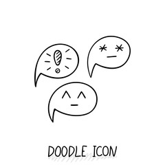 Doodle chatting icon. Text bubble.