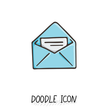 Email Doodle Icon. Vector Pictogram. 