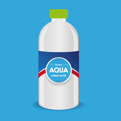 Water bottle with aqua label