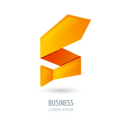 Vector logo, sign design with abstract tie in zigzag shape. Orange arrow up, success symbol. Concept for growth business, investment, consulting, job, career and recruitment. Mens clothes shop.