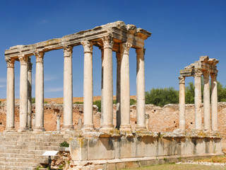 Fototapeta premium Dougga, Roman Ruins. Unesco World Heritage Site in Tunisia.