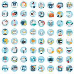 Abstract vector collection of colorful flat business and finance icons. Design elements for mobile and web applications.