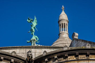Fototapeta na wymiar Detail of Basilica Sacre Coeur (designed by Paul Abadie). Paris