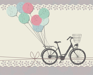 Stylish Greeting card with retro bicycle - 107380038