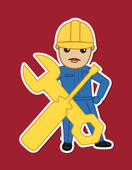 Cartoon Serviceman Character Sticker