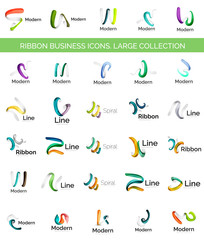 Vector line ribbon logo set