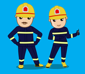 Young Male and Female Firefighter Characters