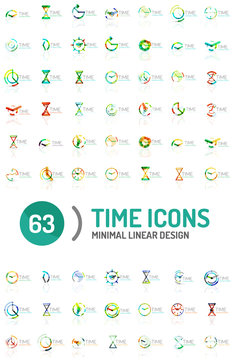 Set of vector abstract logo ideas, time concepts or clock business icon collection
