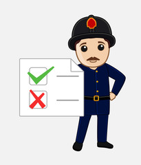 Fireman Character Showing a Result List