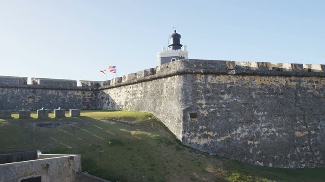 Puerto Rico tourist destination Landmark Castillo San Felipe Del Morro in Old San Juan. The main tourist attraction of the city and visited by many Caribbean cruise ship tourists on vacation.