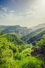 Obraz premium landscape with mountains and sky in sunset