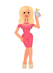 Beautiful sexy blonde girl making selfie photo