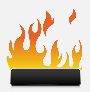 Blank Black Button with Fire Vector
