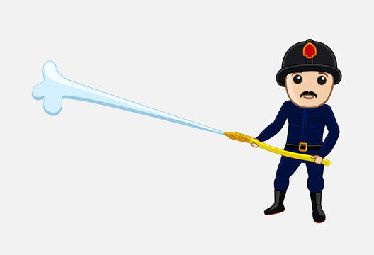 Fireman with Fire Hose Vector Illustration