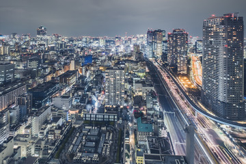 Naklejka na ściany i meble Night cityscape of TOKYO City
