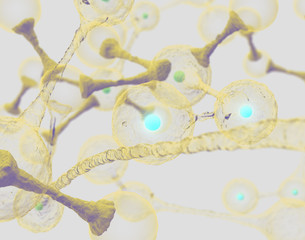 Cells microbiology molecules concept. 3D illustration.